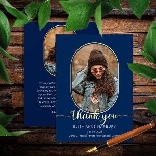 Unique Oblong 2 Photo Collage Graduation Thank You