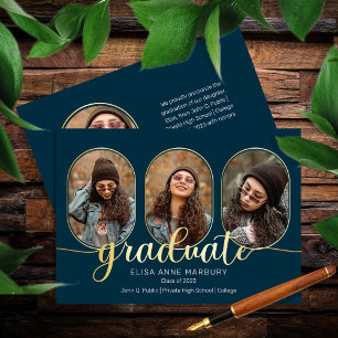 Unique Oblong 4 Photo Collage 2023 Graduation Announcement