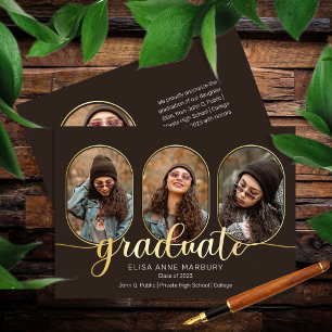 Unique Oblong 4 Photo Collage 2023 Graduation  Announcement