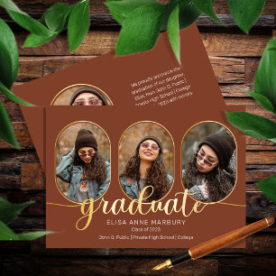 Unique Oblong 4 Photo Collage Graduation Announcement