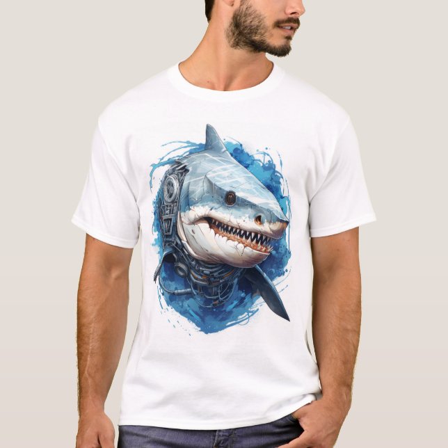 Unique Octopus Shark 2D Vector Illustration T-Shir T-Shirt (Front)