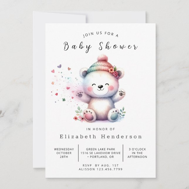 Unique Online Bear Baby Shower Invitation (Front)