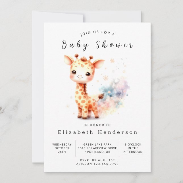  Unique Online Giraffe Baby Shower  Invitation (Front)