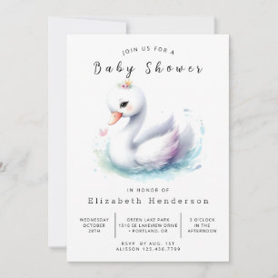 Unique Online Swan Baby Shower Invitation