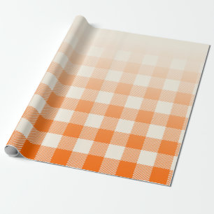 Unique Orange & Cream Peek-A-Boo Buffalo Plaid Wrapping Paper