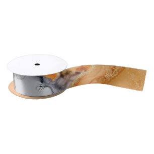Unique Orange Grey Gold Ribbon Satin Ribbon