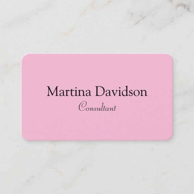 Unique Original Pink Simple Classical Business Card (Front)