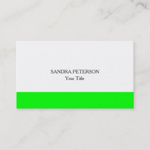 Unique Original Plain Minimalist Green White Business Card