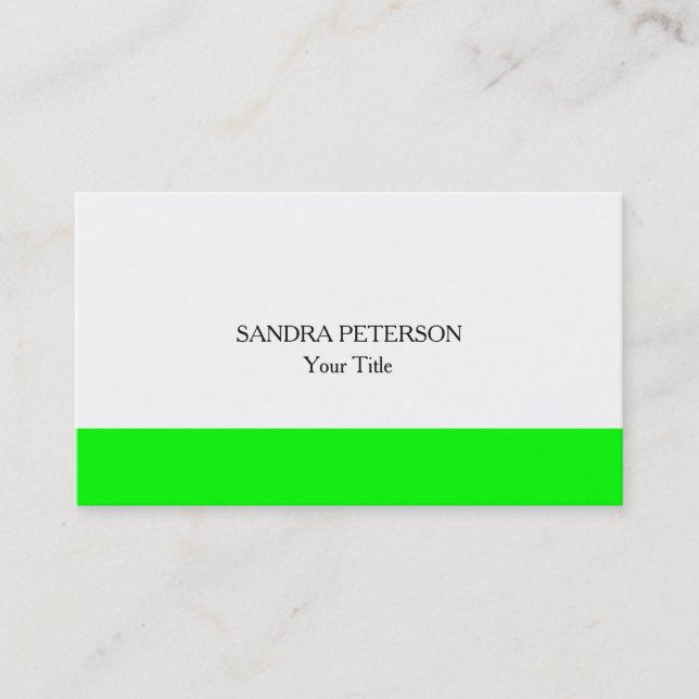 Unique Original Plain Minimalist Green White Business Card (Front)