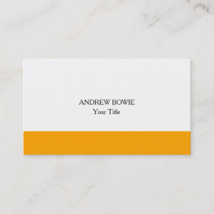 Unique Original Plain Minimalist Orange White Business Card