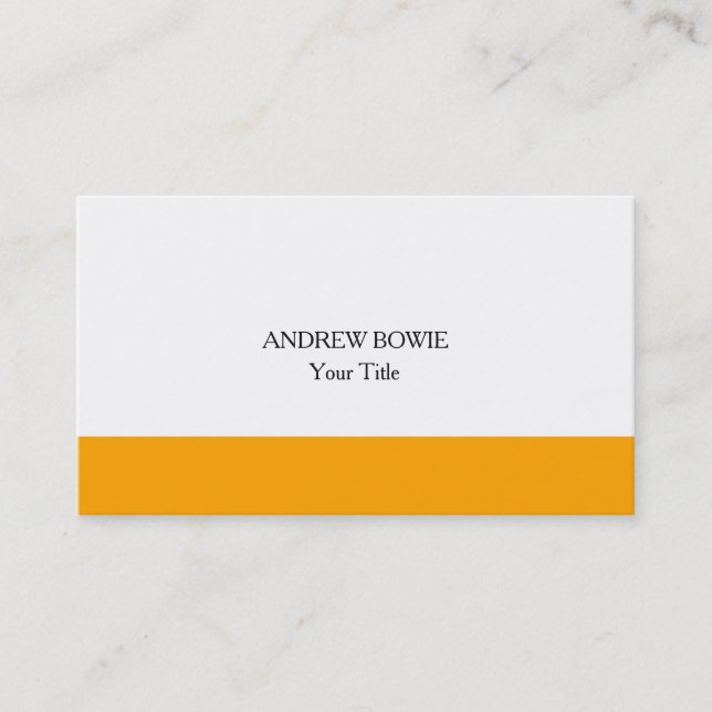 Unique Original Plain Minimalist Orange White Business Card (Front)