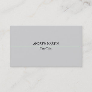 Unique Original Plain Minimalist Red Grey Business Card