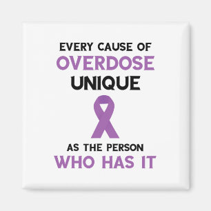 Unique Overdose Cause Purple Ribbon Overdose Aware Magnet