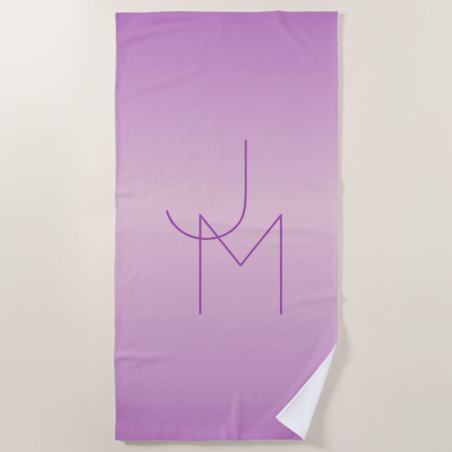 Unique Overlapping Monogram | Soft Lavender Pink Beach Towel (Front)