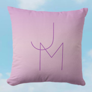 Unique Overlapping Monogram   Soft Lavender Pink Cushion