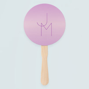Unique Overlapping Monogram   Soft Lavender Pink Hand Fan