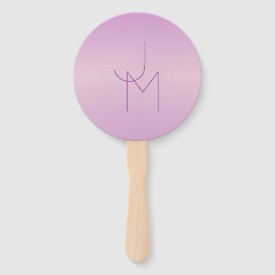 Unique Overlapping Monogram Soft Lavender Pink Hand Fan