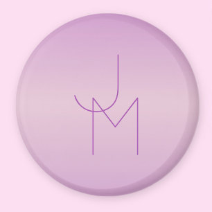 Unique Overlapping Monogram   Soft Lavender Pink Magnet