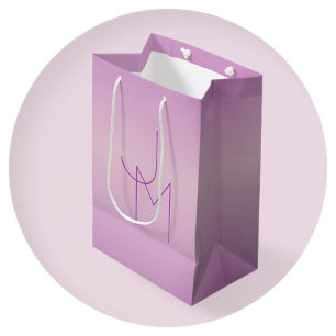 Unique Overlapping Monogram   Soft Lavender Pink Medium Gift Bag