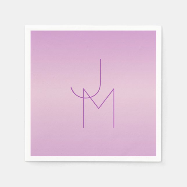 Unique Overlapping Monogram | Soft Lavender Pink Napkin (Front)