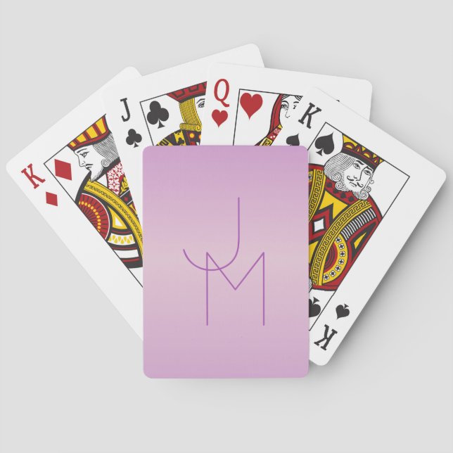 Unique Overlapping Monogram | Soft Lavender Pink Playing Cards (Back)
