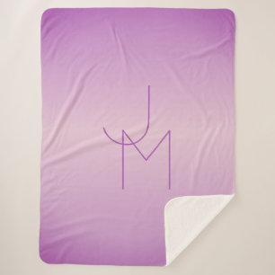 Unique Overlapping Monogram   Soft Lavender Pink Sherpa Blanket