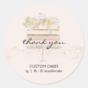 Unique Party Cake Bakery thank you Classic Round Sticker