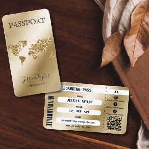Unique Passport Travel Makeup World Boarding Pass Business Card