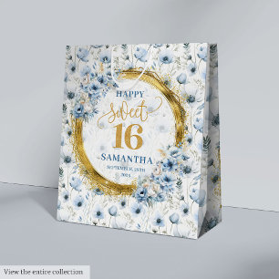 Unique Pastel Blue Sweet Sixteen Gold Glitter Bags