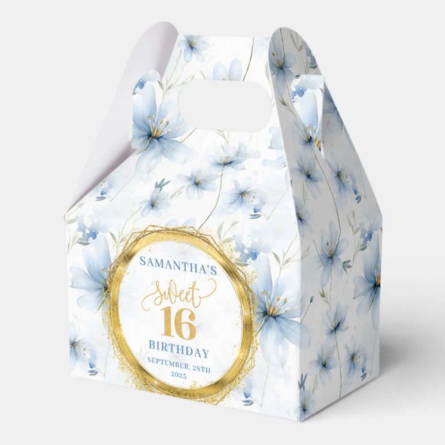 Unique Pastel Blue Sweet Sixteen Gold Glitter Box  (Unique Pastel Blue Sweet Sixteen Gold Glitter Box)
