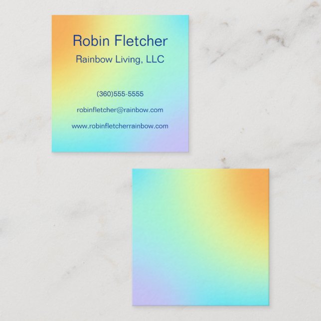 Unique Pastel Rainbow Gradient Square Business Card (Front/Back)