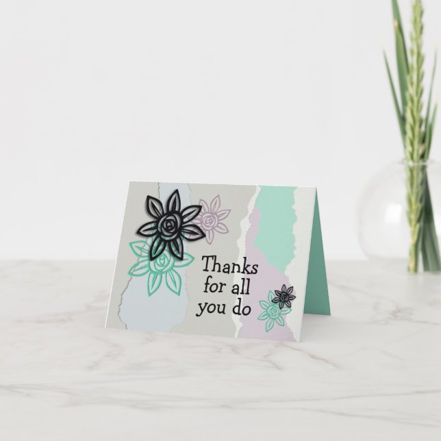 Unique Pastel "Thank You For All You" Do Card (Front)