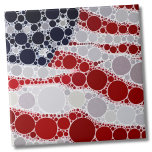 Unique Patriotic American Flag Tile<br><div class="desc">This cool abstract patriotic print features an abstract American Flag with flowing stars and stripes.  Red White and Blue is made up of circles of varying sizes. USA Patriotic Red White Blue American Flag ceramic tile</div>