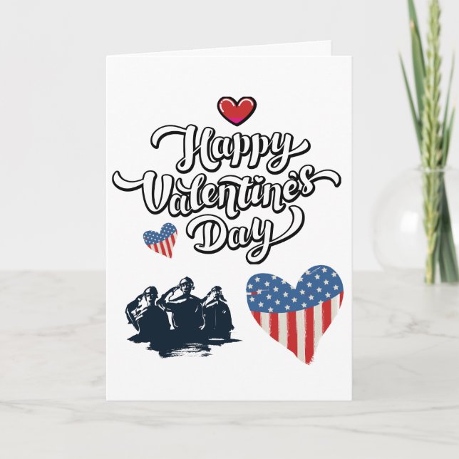 Unique Patriotic USA Flag Valentines Day  Holiday Card (Front)