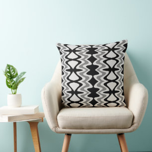 Unique Pattern - Black White Silver Grey Grey  Cushion
