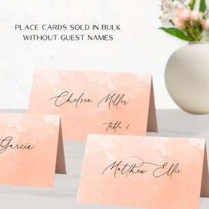 Unique Peach Watercolor Background Folded Place Card