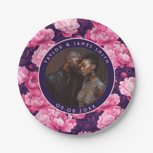 Unique Peonies Plates For Summer Wedding Party (Front)