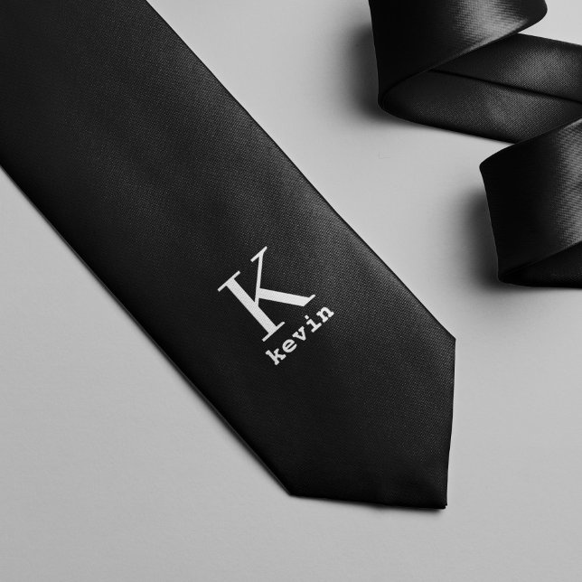 Unique personalised black and white monogram name tie (Creator Uploaded)