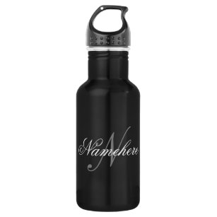 Unique Personalised Black and White Name Monogram 532 Ml Water Bottle