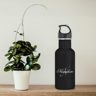 Unique Personalised Black and White Name Monogram 532 Ml Water Bottle