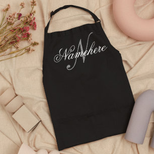 Unique Personalised Black and White Name Monogram Apron