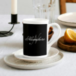 Unique Personalised Black and White Name Monogram Bone China Mug<br><div class="desc">Personalised Unique Black and White Name Monogram Design for anyone.</div>