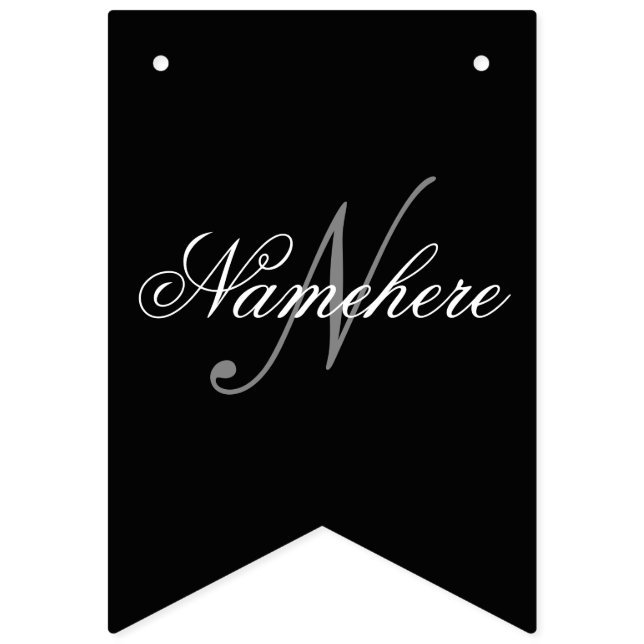 Unique Personalised Black and White Name Monogram Bunting (First Flag)