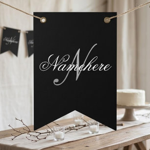Unique Personalised Black and White Name Monogram Bunting