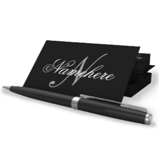 Unique Personalised Black and White Name Monogram Business Card