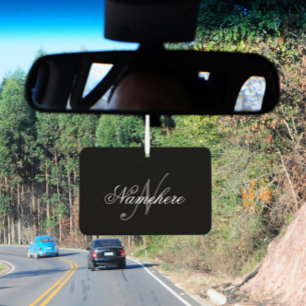 Unique Personalised Black and White Name Monogram Car Air Freshener