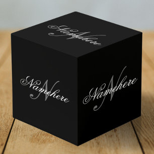 Unique Personalised Black and White Name Monogram Cube