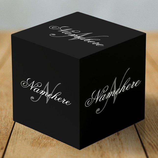 Unique Personalised Black and White Name Monogram Cube (Creator Uploaded)