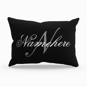 Unique Personalised Black and White Name Monogram Decorative Cushion