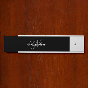 Unique Personalised Black and White Name Monogram Door Sign